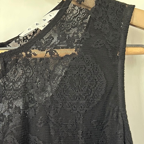 CAbi " Date Night" Black Floral Lace Sheath  Lined Sleeveless Cami Tank Blouse - Picture 10 of 12
